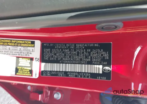 2025 Toyota Camry Se z USA, uszkodzony, nr VIN 4T1DAACK9SU012852